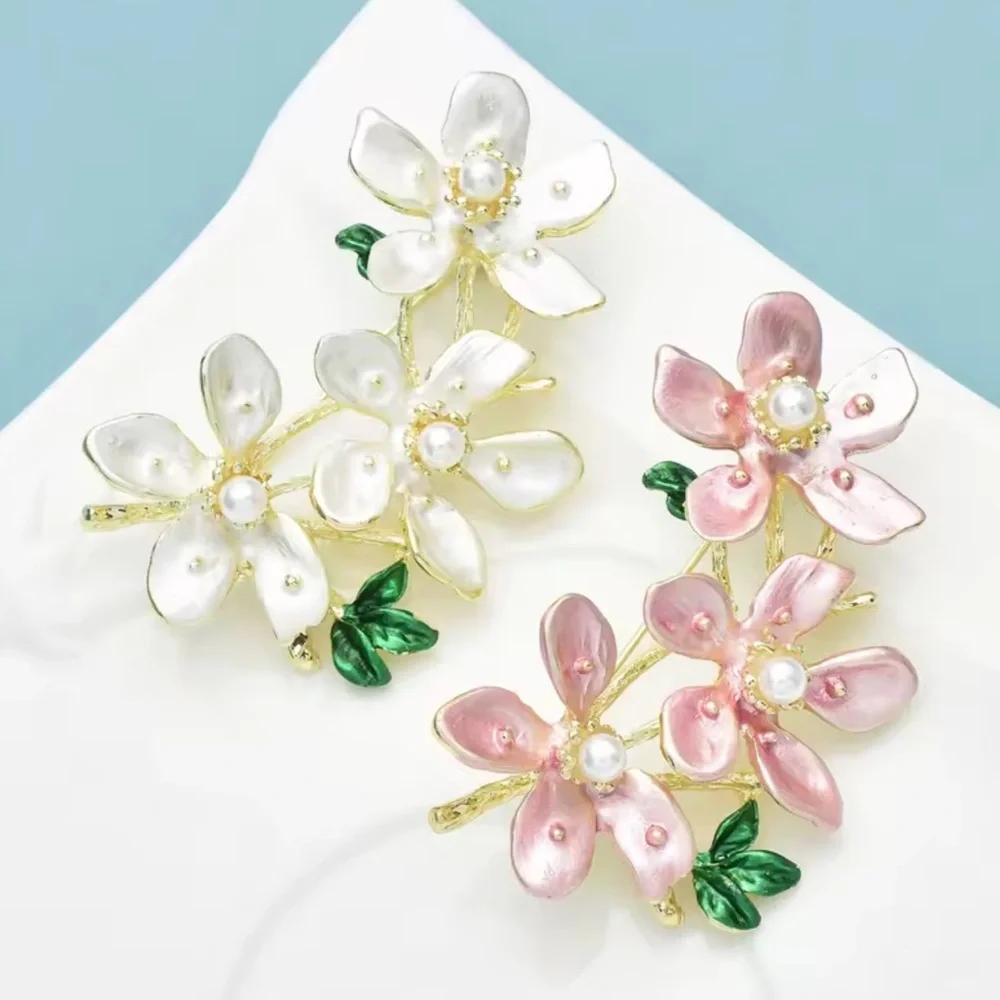 Pink Blossom Floral Gold Brooch